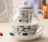 Coffee or tea set ceramic pot with cups and saucer HH1812230019